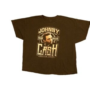 Johnny Cash T Shirt Mens XL Brown Good American Legend Graphic Tee Short Sleeve